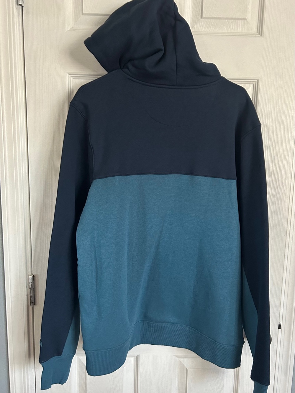 Men's Navy & Teal Half-Zip Hooded Sweater by Messi - Picture 3 of 5